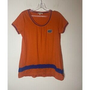 Florida Gators Womens T Shirt Tunic Top + Lace, UG Apparel UF Orange Blue S READ